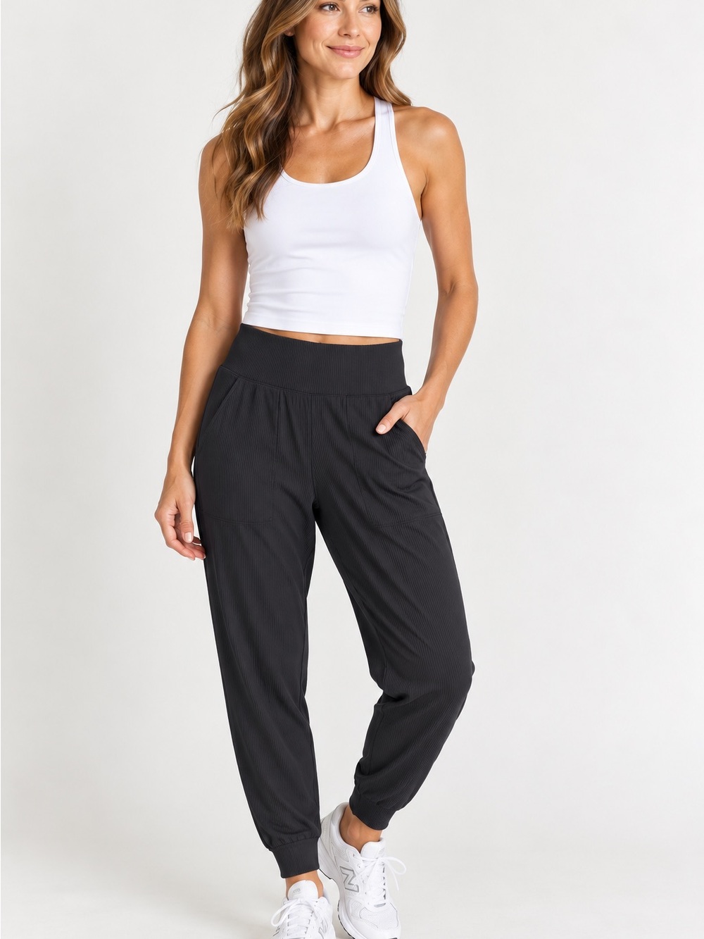 Athleta Salutation Rib Jogger Black Size M High Rise Powervita Pants M